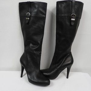 F612 Banana Republic Black Knee High Heel Leather Boots
